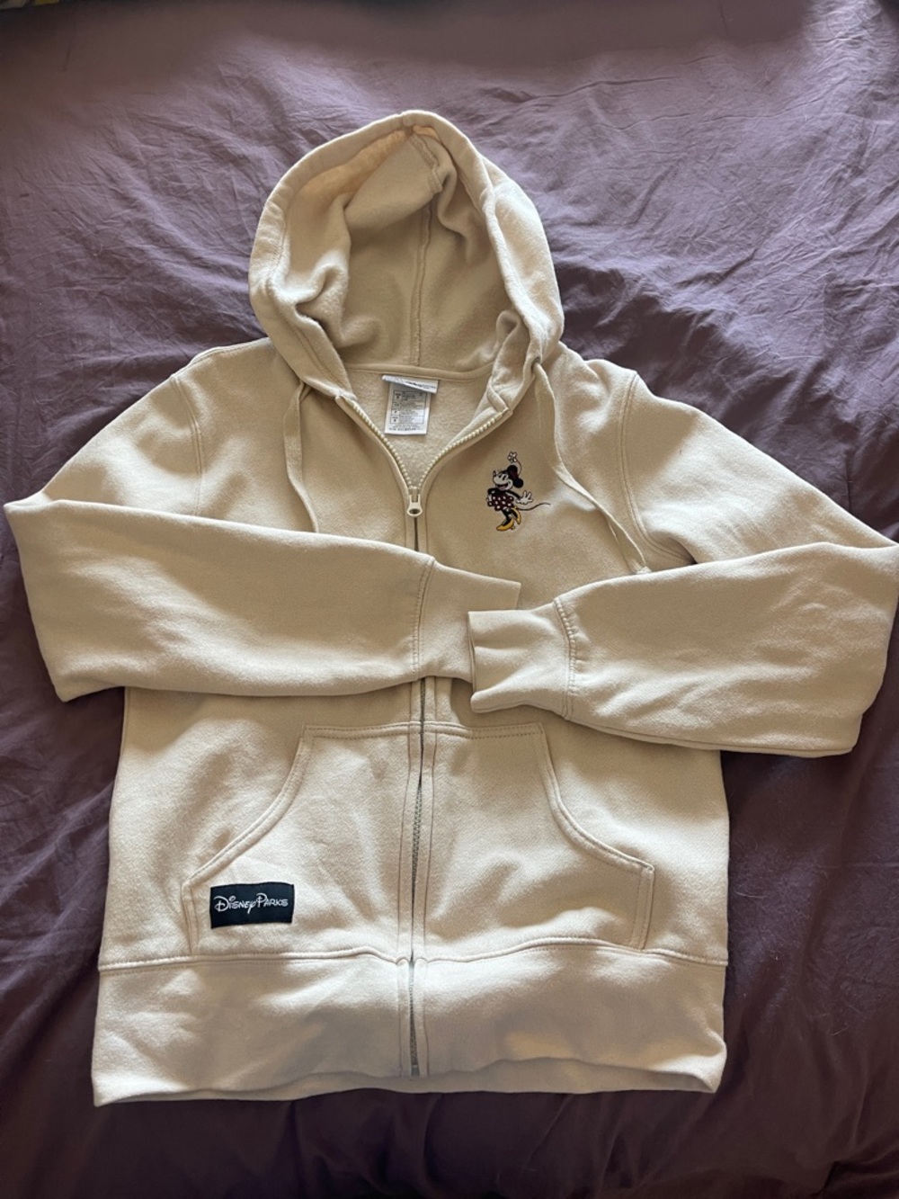 Disney Cream Minnie Mouse Hooded Zip Sweatshirt